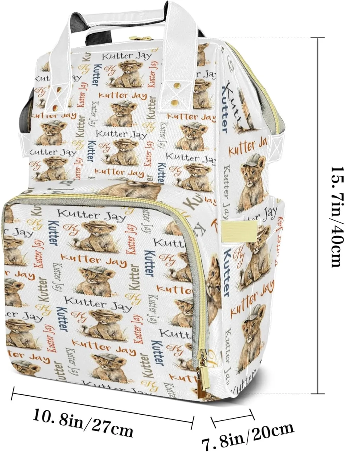 Personalized Diaper Backpack with Name, Custom Lion Baby Backpack Diaper Bag, Boy Girl Multifunctional Mommy Bag