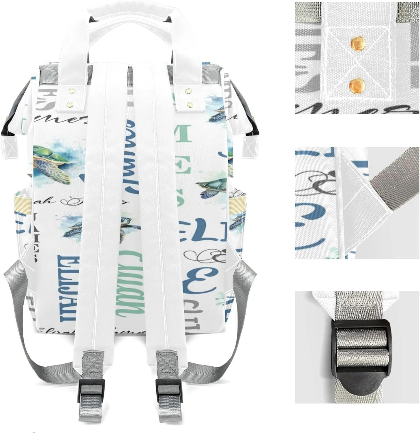 Personalized Diaper Backpack with Name, Custom Sea Turtle Baby Backpack Diaper Bag, Boy Girl Multifunctional Mommy Bag