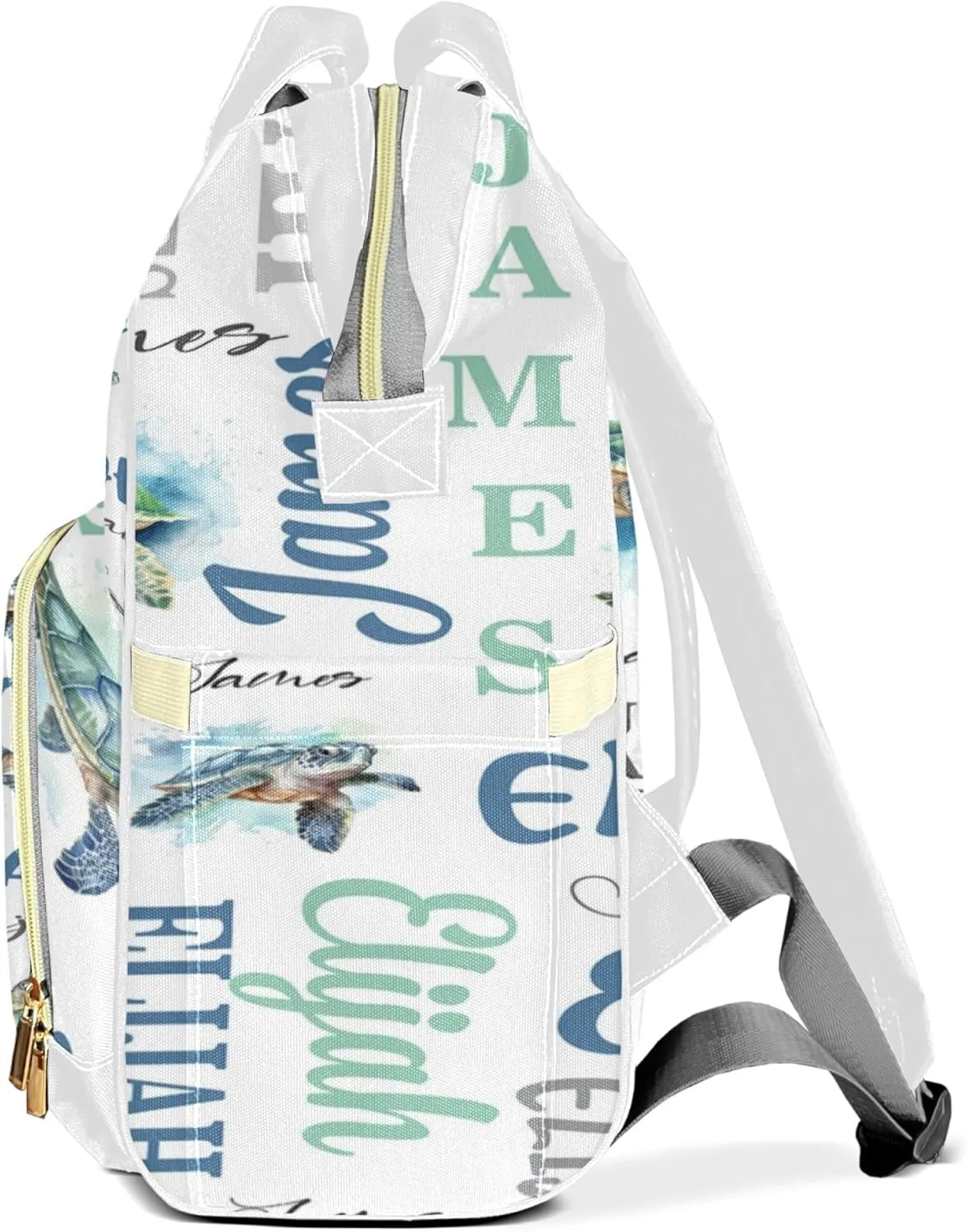 Personalized Diaper Backpack with Name, Custom Sea Turtle Baby Backpack Diaper Bag, Boy Girl Multifunctional Mommy Bag
