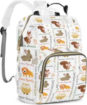 Personalized Diaper Backpack with Name, Custom Woodland Baby Backpack Diaper Bag, Boy Girl Multifunctional Mommy Bag