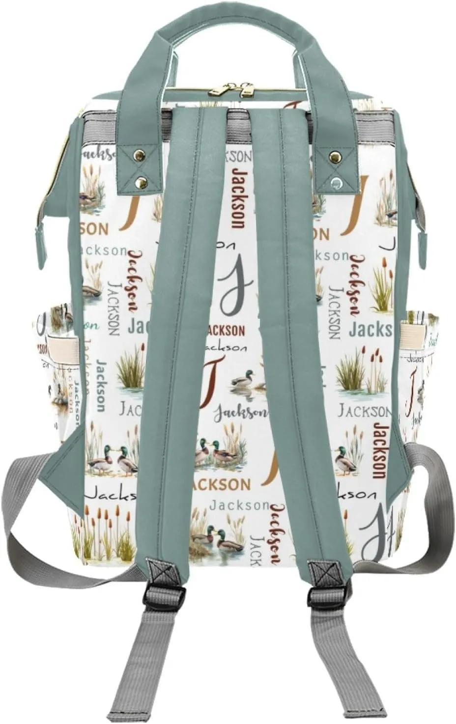 Personalized Diaper Bag Backpack for Boys Girls, Customized Mallard Duck Mommy Daypack with Name, Wild Duck Baby Nursing Bags Diaper Backpack, Gifts for New Mom