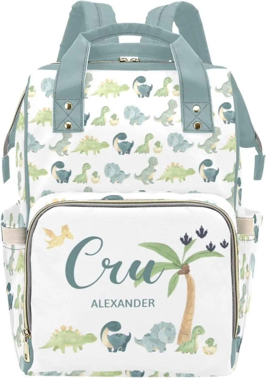 Personalized Diaper Bag Backpack for Women, Custom Name Nursing Mommy Daypack, Diaper Bag for Girls Boys, New Mom Gifts (Dinosaur)