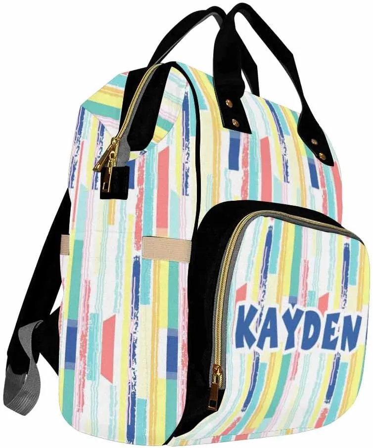 Personalized Diaper Bag Backpack with Name, Fun Doodle Custom Monogram Backpack Travel Outdoor Mommy Baby Bag, Customized Gift for Newborn Baby Boys Girls Father's Day Mother's Day Christmas Birthday