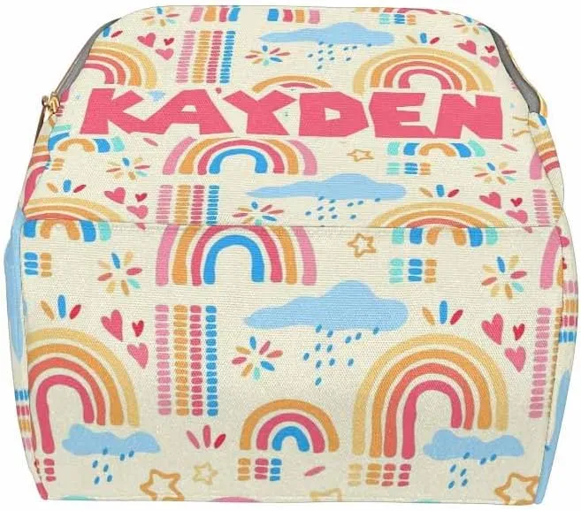 Personalized Diaper Bag Backpack with Name Rainbow Pattern Custom Monogram Backpack Travel Outdoor Mommy Bag Customized Gift for Newborn Baby Boys & Girls Father's Day Mother's Day Christmas Birthday
