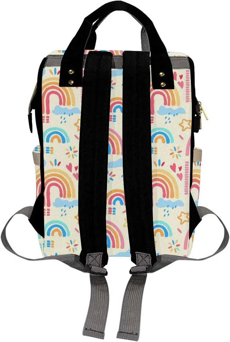 Personalized Diaper Bag Backpack with Name Rainbow Pattern Custom Monogram Backpack Travel Outdoor Mommy Bag Customized Gift for Newborn Baby Boys & Girls Father's Day Mother's Day Christmas Birthday