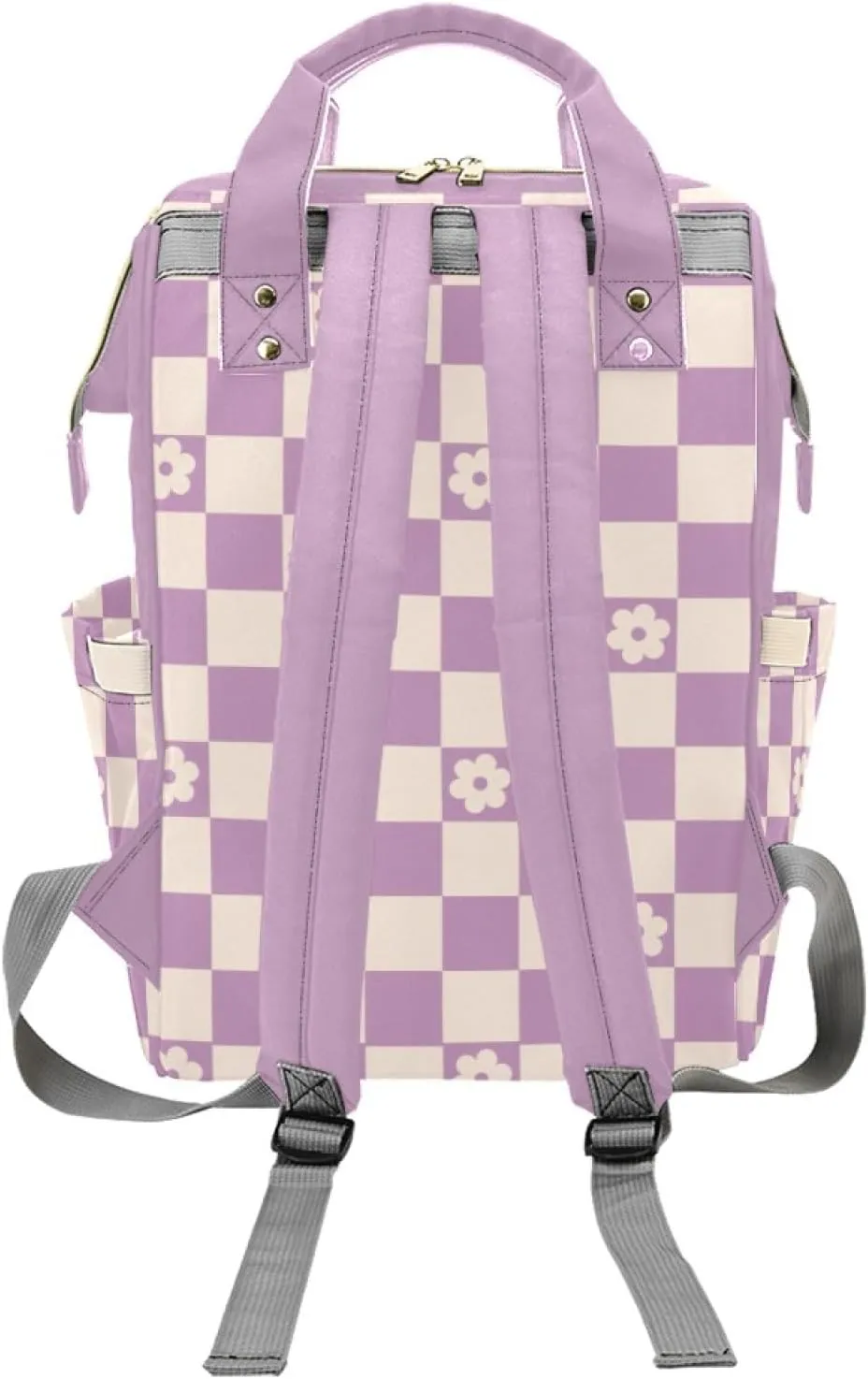 Personalized Diaper Bag Mommy Bag with Name, Multi-function Shoulders Backpack for Newborn Baby Girls, Customized Plaid Nappy Backpack with Thermal Pockets Nursing Bags for New Mom
