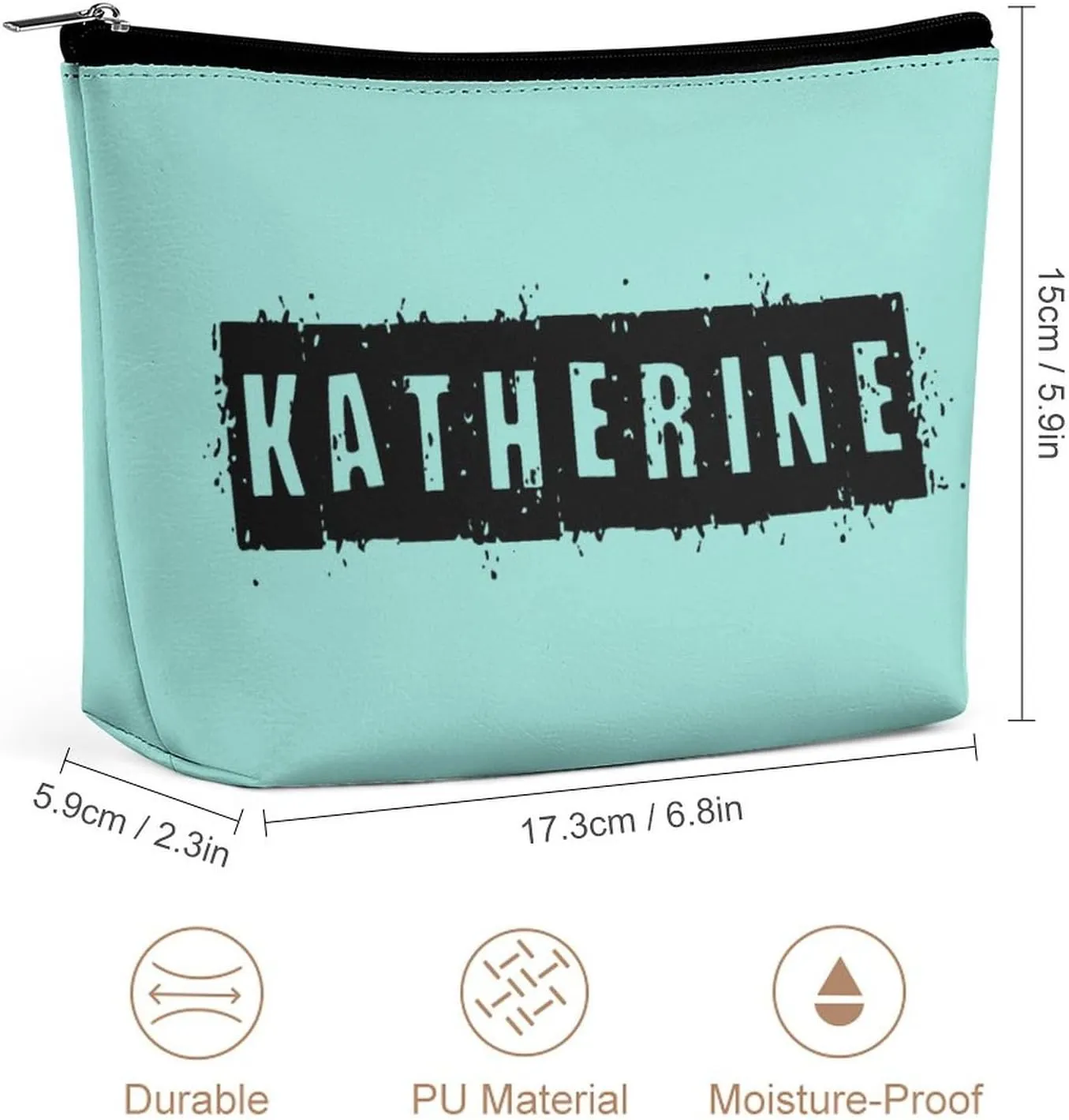 Personalized Name Makeup Bag 6 x 7 Inches, Custom Text Colorful Cosmetic Bag for Purse Women Girls Mom Bridesmaid Proposal Small Travel Make Up Bag Cosmetic Toiletry Pouch Gifts
