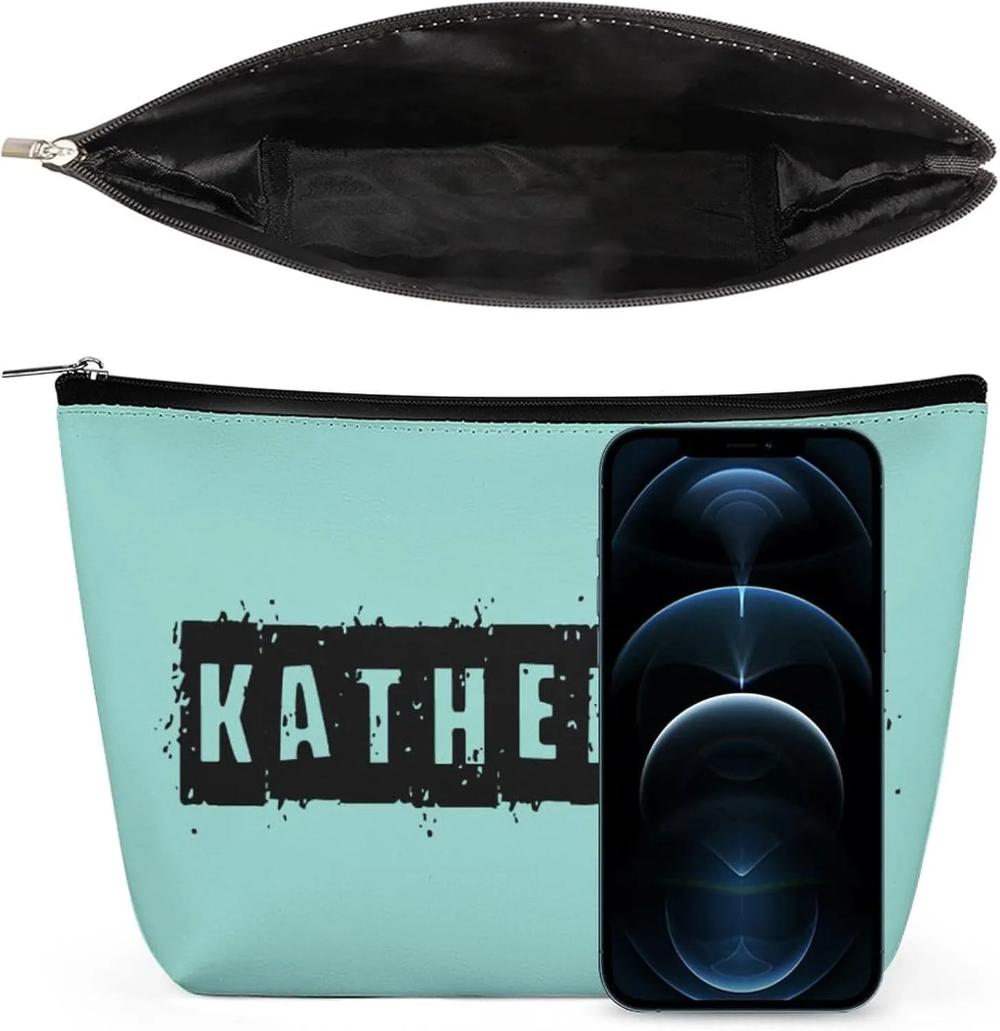Personalized Name Makeup Bag 6 x 7 Inches, Custom Text Colorful Cosmetic Bag for Purse Women Girls Mom Bridesmaid Proposal Small Travel Make Up Bag Cosmetic Toiletry Pouch Gifts