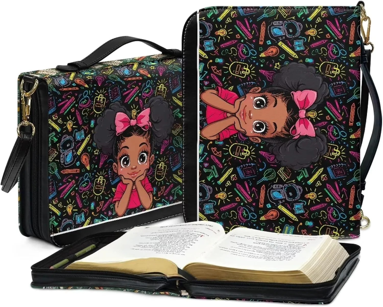 Personalized PU Bible Cover with Strap Church Book Cover,Christmas Gifts for Men Women