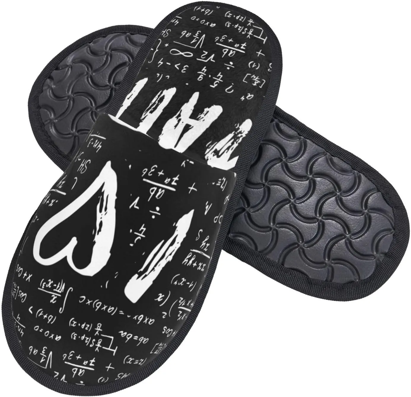 Peynir Warm Furry Slippers Indoor Plush Shoes I Love Math Non-Slip House Slippers For Men And Women