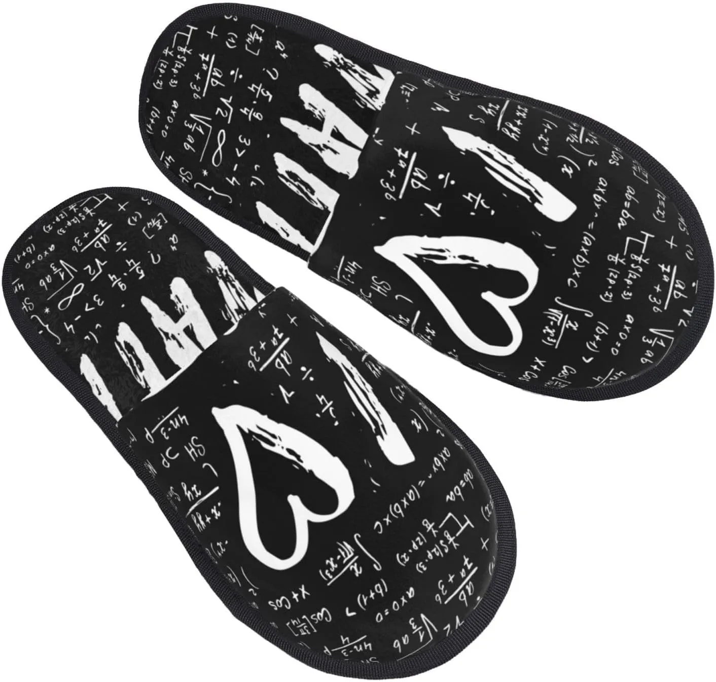 Peynir Warm Furry Slippers Indoor Plush Shoes I Love Math Non-Slip House Slippers For Men And Women