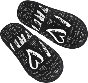 Peynir Warm Furry Slippers Indoor Plush Shoes I Love Math Non-Slip House Slippers For Men And Women