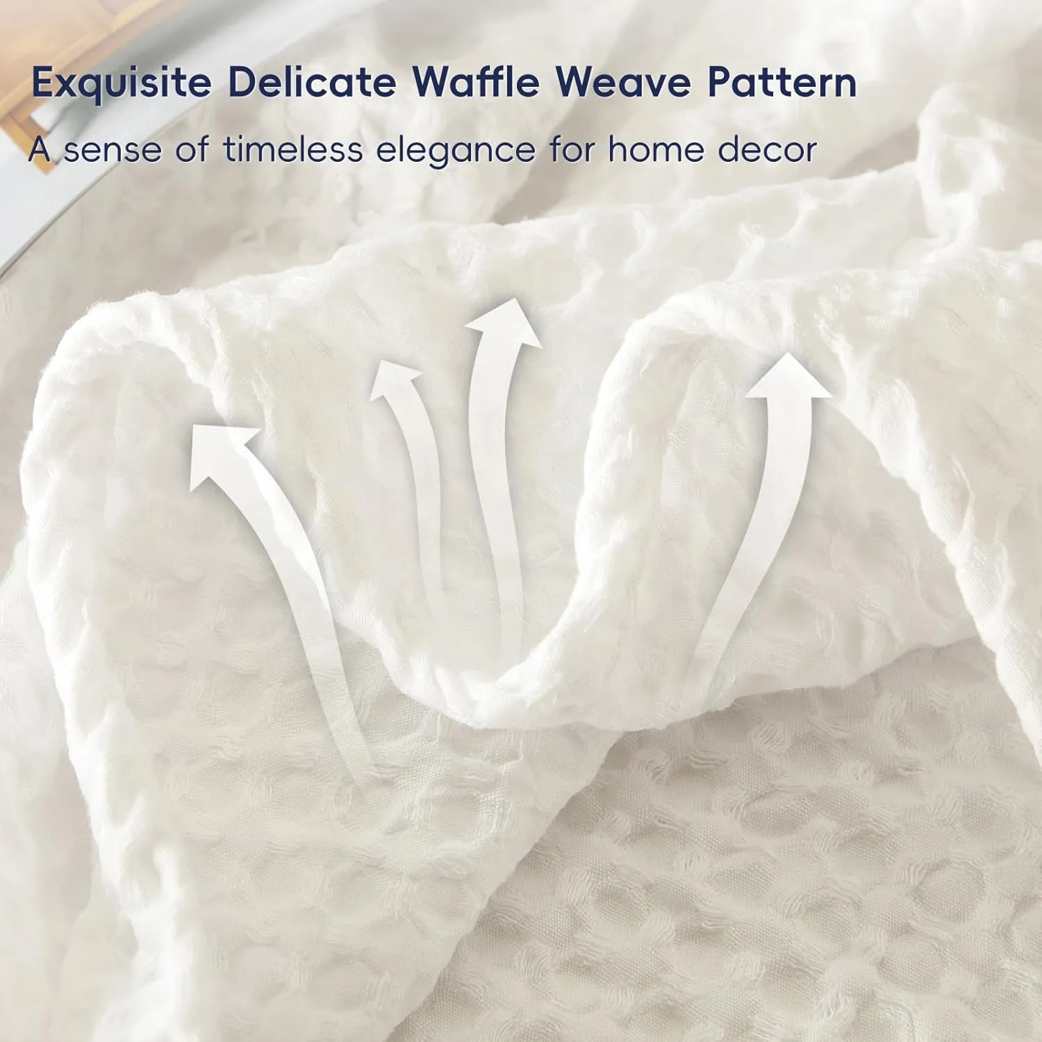 PHF Ultra Soft Waffle Weave Blanket Queen Size 90"x 90"- Washed Lightweight Breathable Cozy Woven Blanket for Bed - Aesthetic Decor for Couch Bedding Sofa Home Car - Coconut White