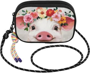 Pig Cute Garland Crossbody Bags for Women Cell Phone Purses Women's Shoulder Handbags Wallet Purse with Adjustable Strap