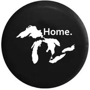 Pike State of Michigan Great Lakes Detroit Home Edition Trailer RV Spare Tire Cover Black 29 in