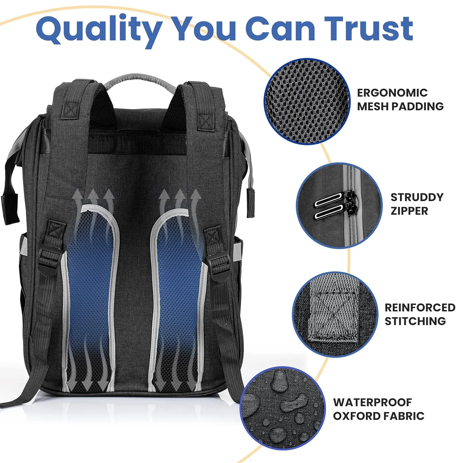 PILLANI Baby Diaper Bag Backpack - Baby Bag for Boys & Girls - Diaper Backpack - Large Travel Diaper Bags with Changing Pad - Baby Registry Search & Baby Shower Gifts - Newborn Essentials Must Haves