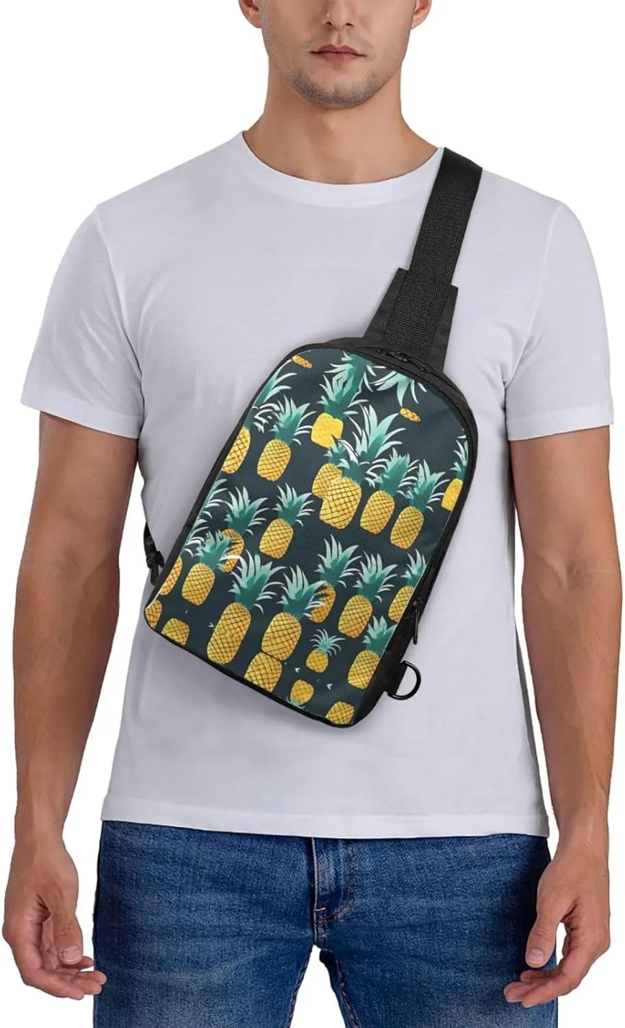 Pineapple Dual Pocket Chest Bag - Versatile Purse, Sling Purse - Ideal for Concerts, Sports, Travelling, & More