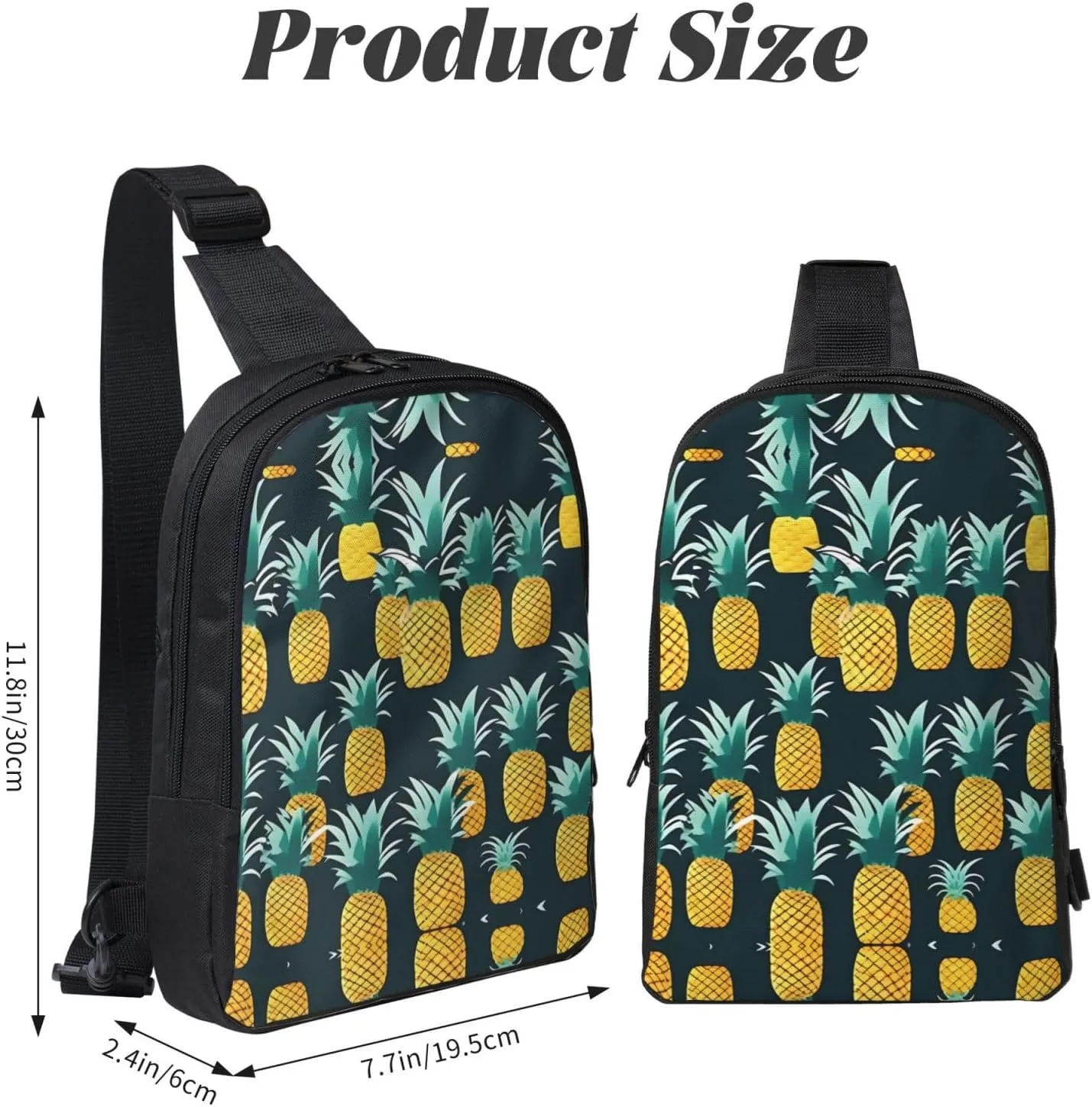 Pineapple Dual Pocket Chest Bag - Versatile Purse, Sling Purse - Ideal for Concerts, Sports, Travelling, & More