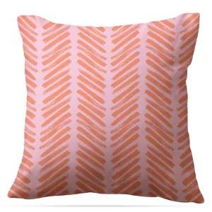 Pink/Orange Herringbone Indoor/Outdoor Pillow: 20"x 20"
