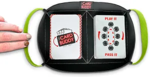 Playing Card Holder for Adults & Kids with Nylon Straps - Neoprene Card Tray for Games - Holds Various Deck Sizes - Used for Uno, Go Fish & More - Portable and Lightweight (Green)