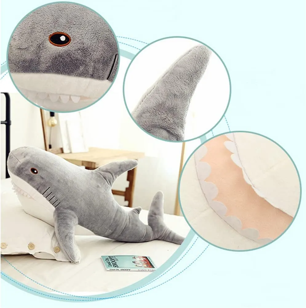 Plush Shark Toy Pillow, 31-inch Giant Shark Plush Animal Toy Super Soft and Cute Pillow Children’s Boys and Girls Room Decoration Bedtime Gift (80CM,Grey)