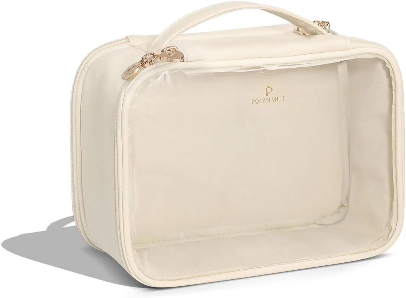 Pocmimut Makeup Bag,Large Clear Cosmetic Bags for Women,Travel Clear Makeup Bag for Makeup Brushes Toiletry Travel Essentials Organizers,Begie