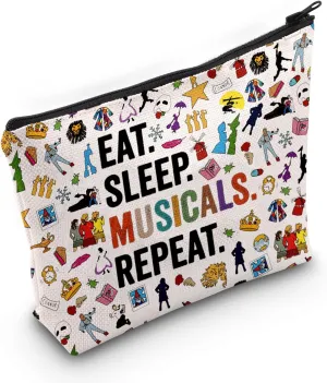POFULL Musical Acting Gift Musical Theatre Gift Eat Sleep Musicals Cosmetic Bag