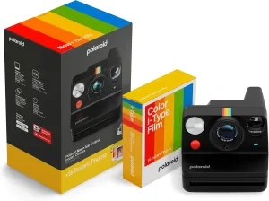 Polaroid Now  3rd Generation I-Type Instant Camera   Film Bundle - Now  Bluetooth App Controlled Black Camera   16 Color Photos (6562)