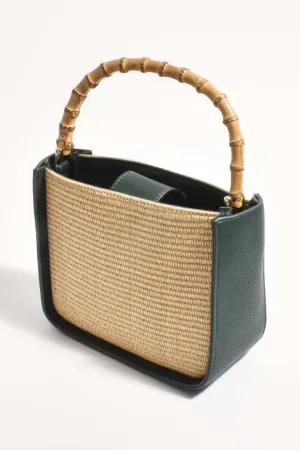 Poppi Bamboo Mini Handbag (Green / Natural)
