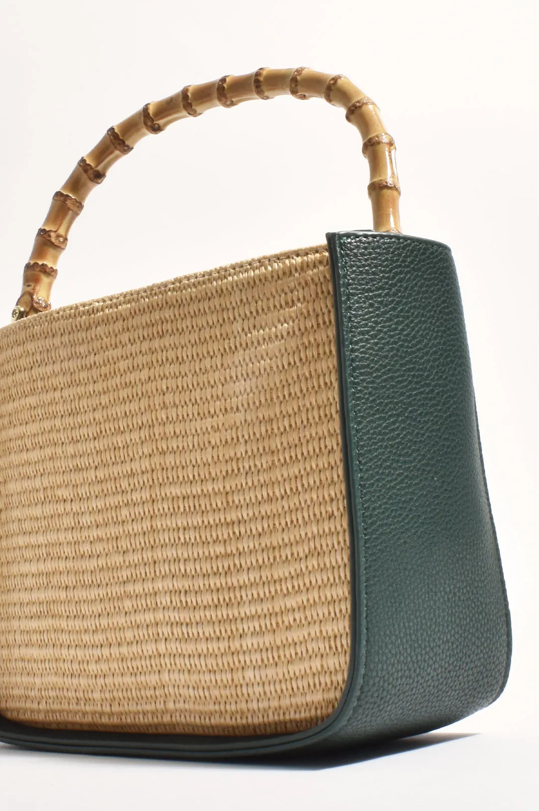 Poppi Bamboo Mini Handbag (Green / Natural)