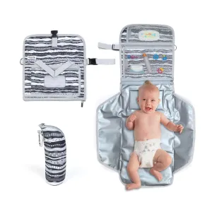 Portable Changing Pad with Innovative Diaper Bag Dispenser, 3X Disposable Diaper Bags, Privacy Screen, and Diapers Clutch - Waterproof Baby Changing Pad with Wipes Pocket