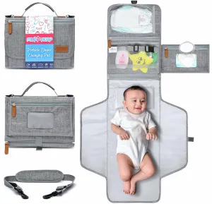 Portable Changing Pad with Shoulder Strap - Detachable Travel Changing Pad - Baby Shower Gifts - Fully Padded & Lightweight - Baby Boy Gifts - Diaper Changing Pad - Changing Mat 27"x22"