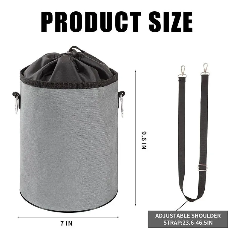 Portable Clothespin Bag With Hook Large Capacity Cylindrical Shape 7 Inch X 7 Inch X 9.6 Inch