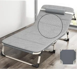 Portable Folding Adult Bed,Camping Cot Folding Camping Cots for Adults, 4 Positions Adjustable Reclining Folding Camping Cot, Travel Bed with Removable Pillow for Guest Sleeping Home Offic