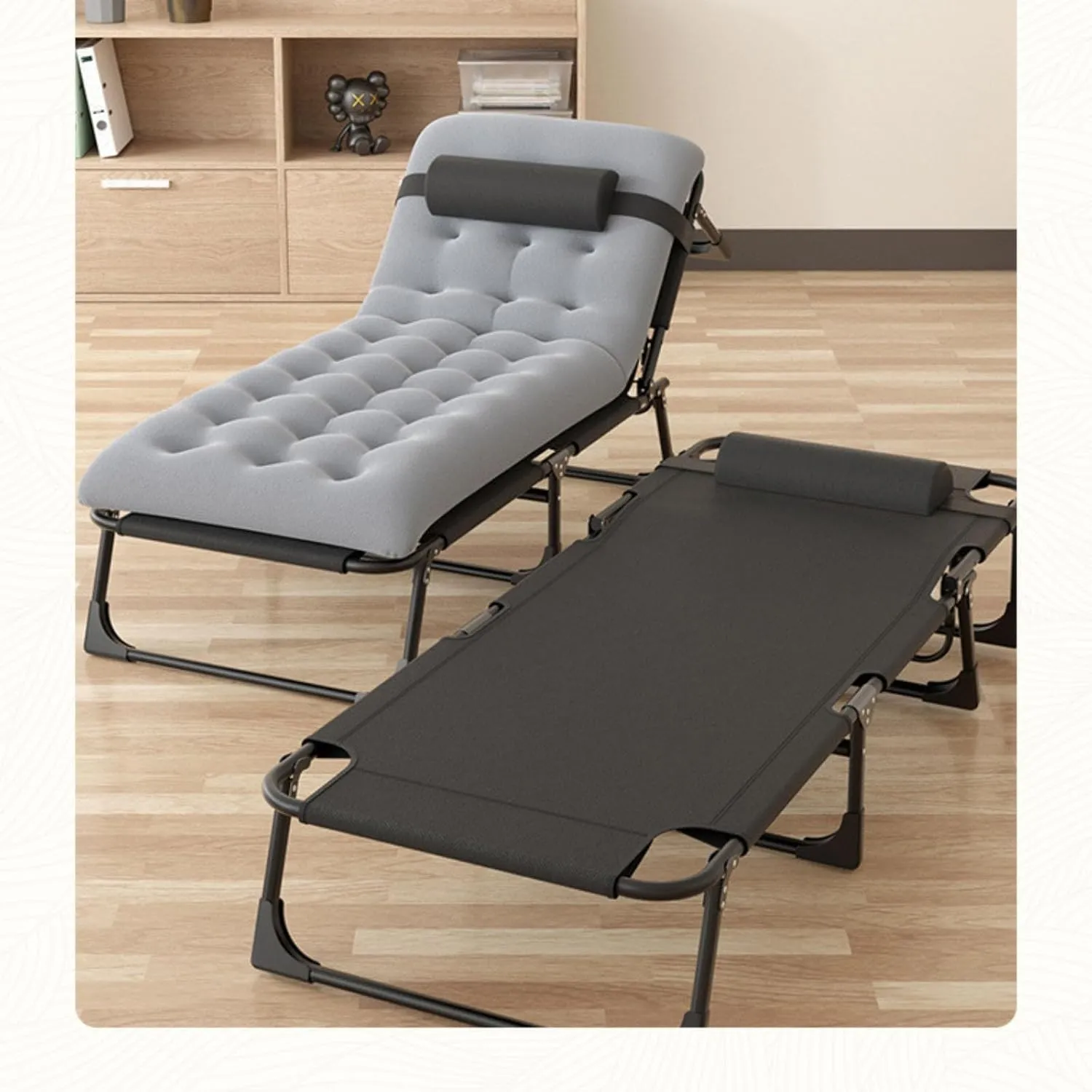 Portable Folding Adult Bed,Camping Cot Folding Camping Cots for Adults, 4 Positions Adjustable Reclining Folding Camping Cot, Travel Bed with Removable Pillow for Guest Sleeping Home Offic