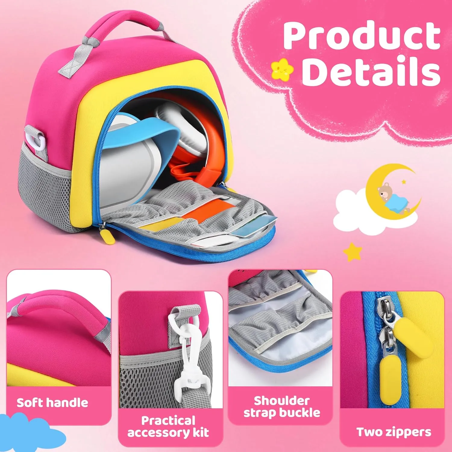 Portable Travel Organizer Carrying Case Compatible with Yoto Player (3rd Generation), Storage Carrier Bag for Yoto Player Bluetooth Speaker and Headphone Accessories (Red)