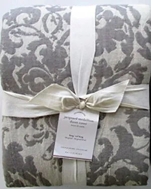 Pottery Barn Jacquard Medallion Duvet Cover King/California King ~*Gray*~