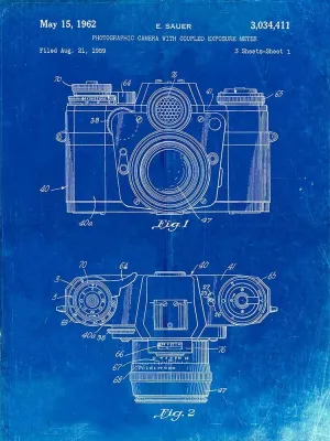 PP6-Faded Blueprint Zeiss Ikon Contarex Camera Patent Poster Poster Print - Cole Borders (24 x 36)