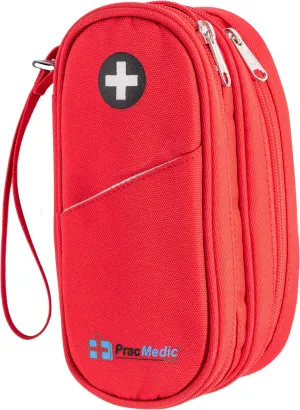 PracMedic Bags Epipen Carry Case- Medicine Bag- 2 Tier Insulin Cooler Travel Case to hold Diabetic Supply, Asthma Inhaler Spacer, Epi Pen, Auvi Q, Diabetes Medication- First Aid Bags Empty (Red)