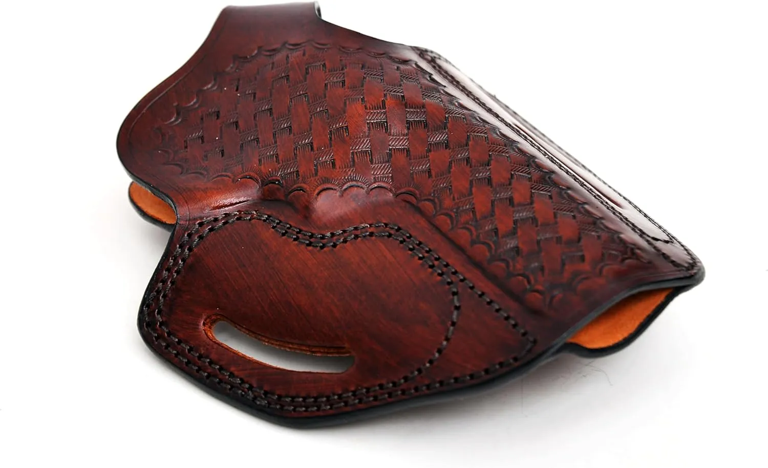 Premium Leather Belt Holster fits Colt King Cobra or Colt Python, Handcrafted, 3 Slot Pancake, Right Handed, Basket Weave Handcrafted, PulsarHolster