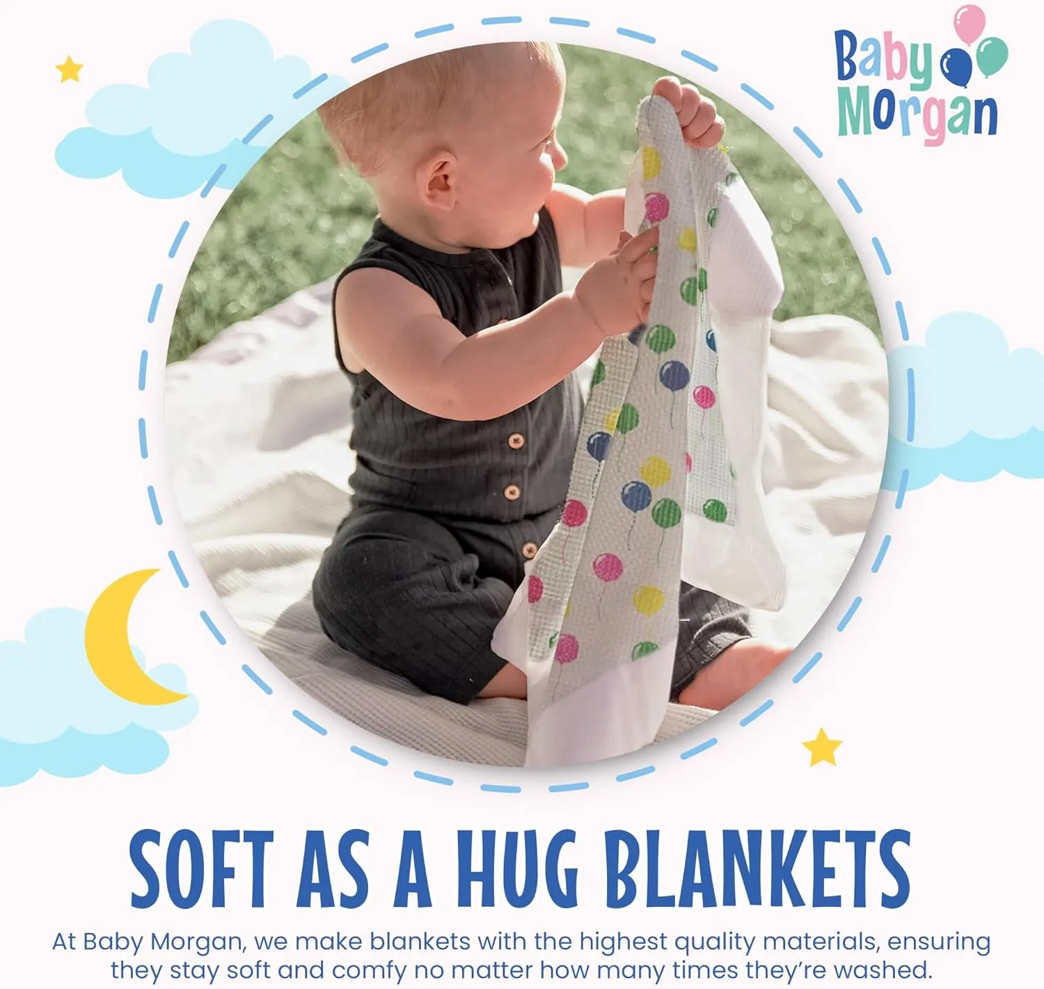 Premium Thermal Waffle Baby Blanket - Small Blanket for Newborns & Infants - Soft Mini Comfort Blankie - Ideal for Strollers, Travel & Cuddling - Balloon Multi, Nylon Trim (18" x 20")