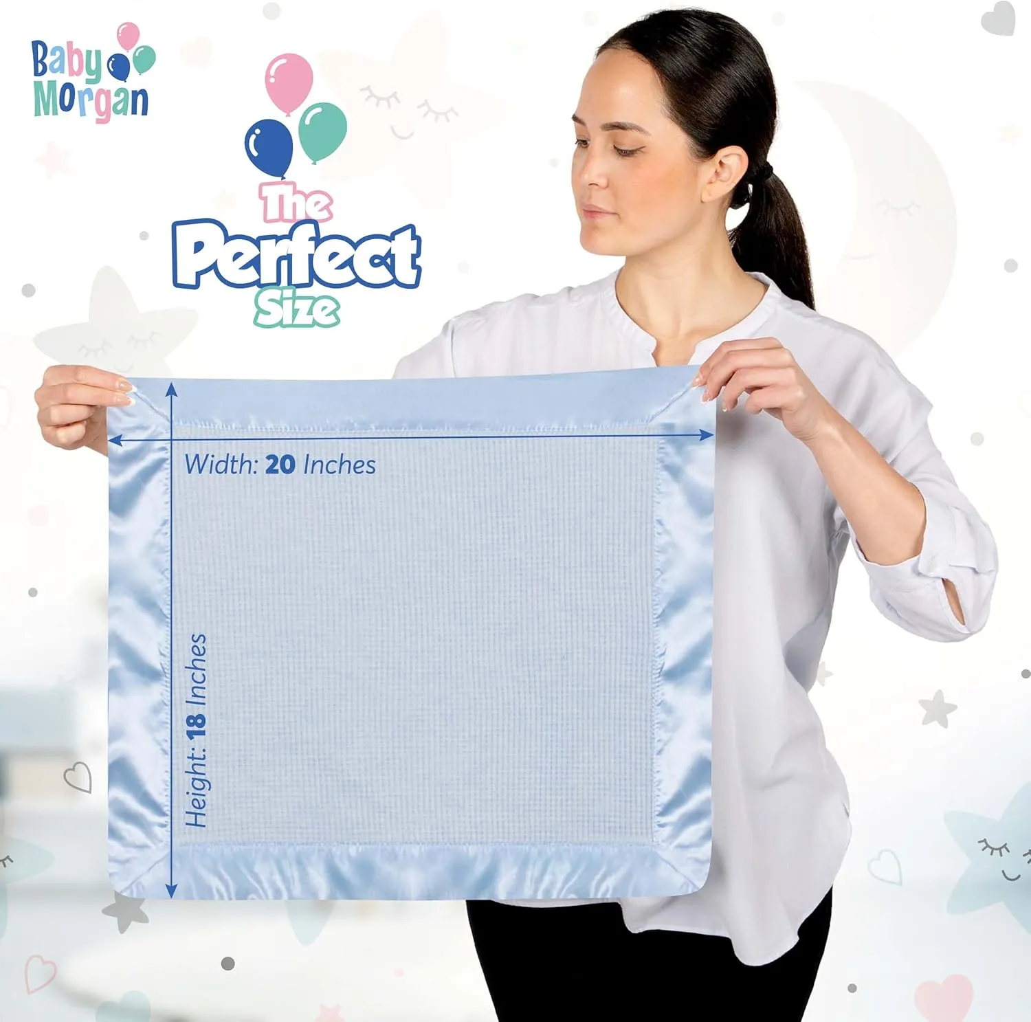 Premium Thermal Waffle Baby Blanket - Small Blanket for Newborns & Infants - Soft Mini Comfort Blankie - Ideal for Strollers, Travel and Cuddling - Blue, Nylon Trim (18" x 20")