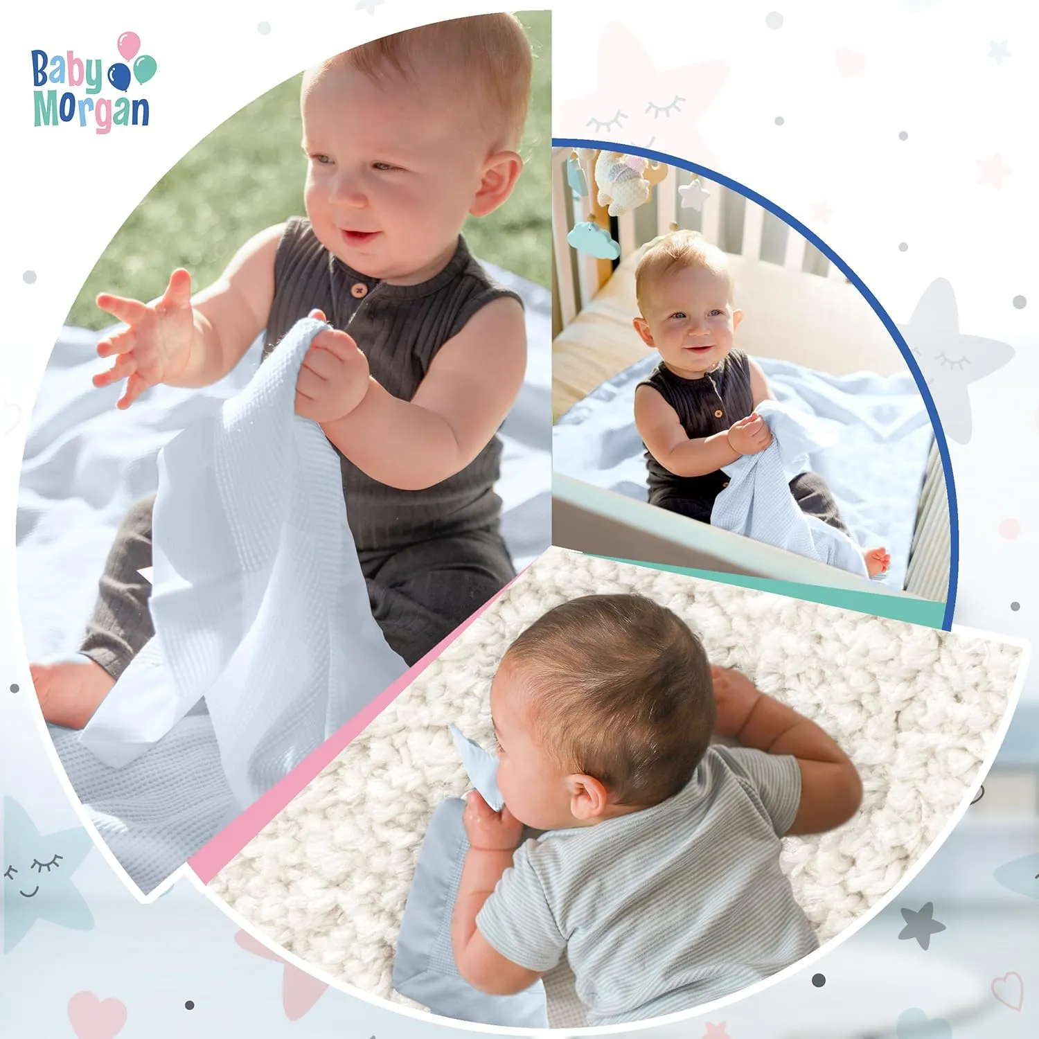 Premium Thermal Waffle Baby Blanket - Small Blanket for Newborns & Infants - Soft Mini Comfort Blankie - Ideal for Strollers, Travel and Cuddling - Blue, Nylon Trim (18" x 20")