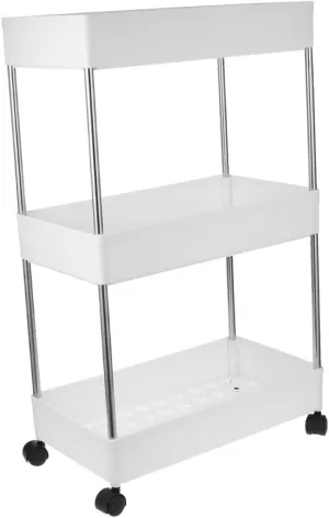 PRETYZOOM 1Pc Removable Rolling Bathroom Shelf Cart with Random Bottom Pattern Mobile Storage Rack for Efficient Organization Bathroom Kitchen Laundry Room Stylish
