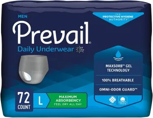 Prevail Proven | Large Pull-Up | Men's Incontinence Protective Underwear | Maximum Absorbency |18 Count (Pack of 4)