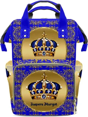 Prince Boy Glod Crown Personalized Large Capacity Diaper Bags,Custom Name Backpack Casual Daypack Bag Nappy Bag Gifts, Design 12, SFA055SS