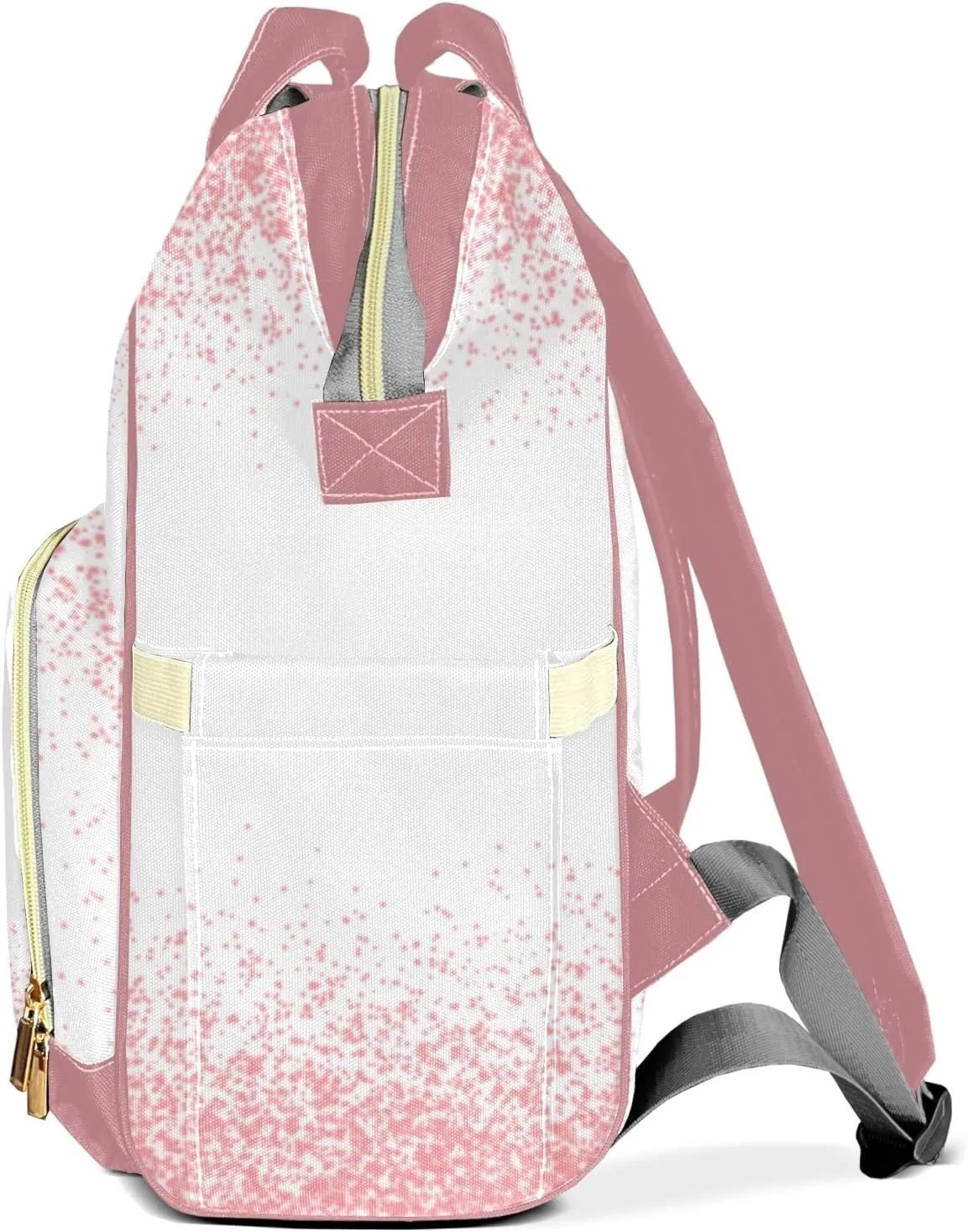 Print Pink White Personalized Diaper Bags Waterproof Backpack Shoulder Daypack for Mother's Day Gifts