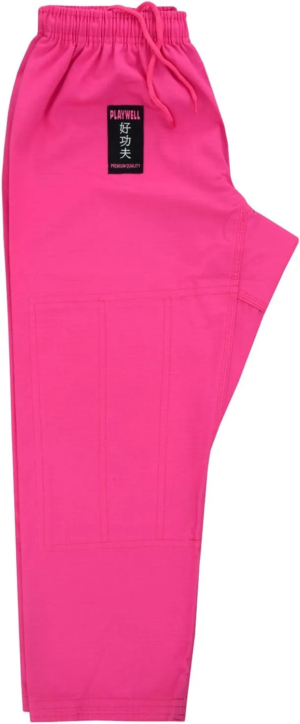 Pro Girls BJJ GI Jiu Jitsu Uniform Suit (Comes with Free Childrens Ju Jitsu White Belt) - Pink
