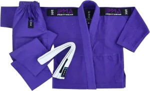 Pro Girls BJJ GI Jiu Jitsu Uniform Suit (Comes with Free Childrens Ju Jitsu White Belt) - Purple