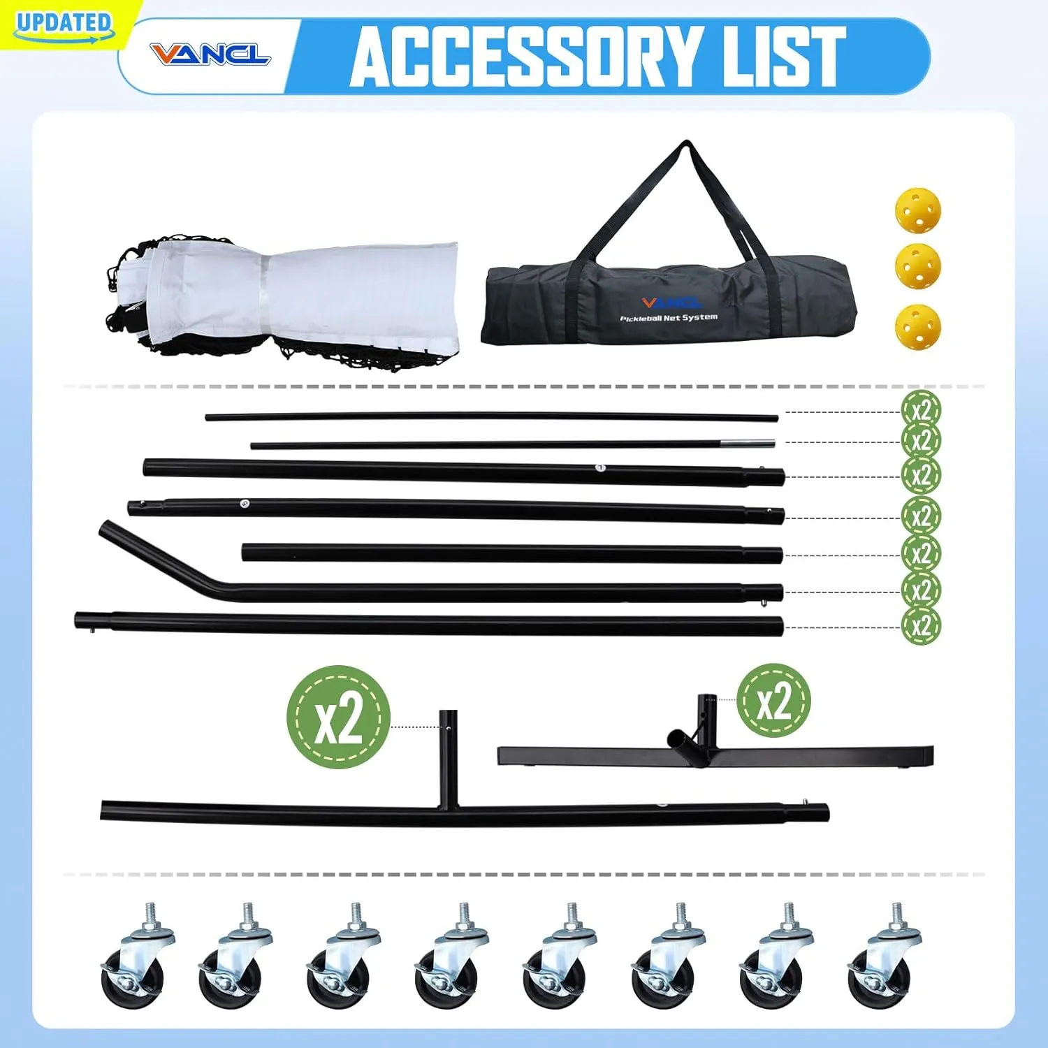 Pro Pickleball Net Portable with Wheels – 22ft Heavy Duty Pickleball Net System with Sturdy Aluminum Frame for Outdoor & Indoor – Nylon Net & Carrying Bag for Pickleball, Tennis, Badminton